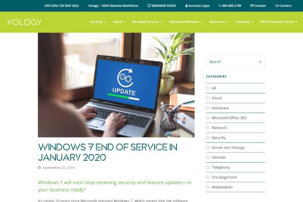 Windows 7 End of Service in January 2020